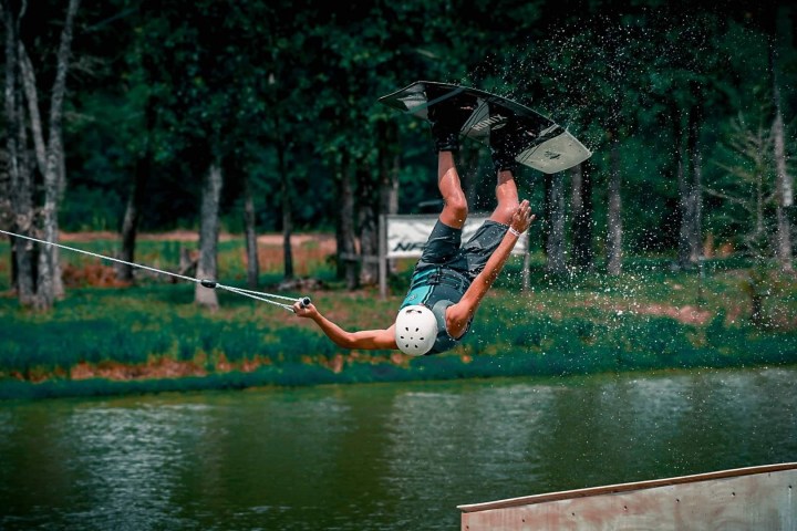 a man jumping in the water
