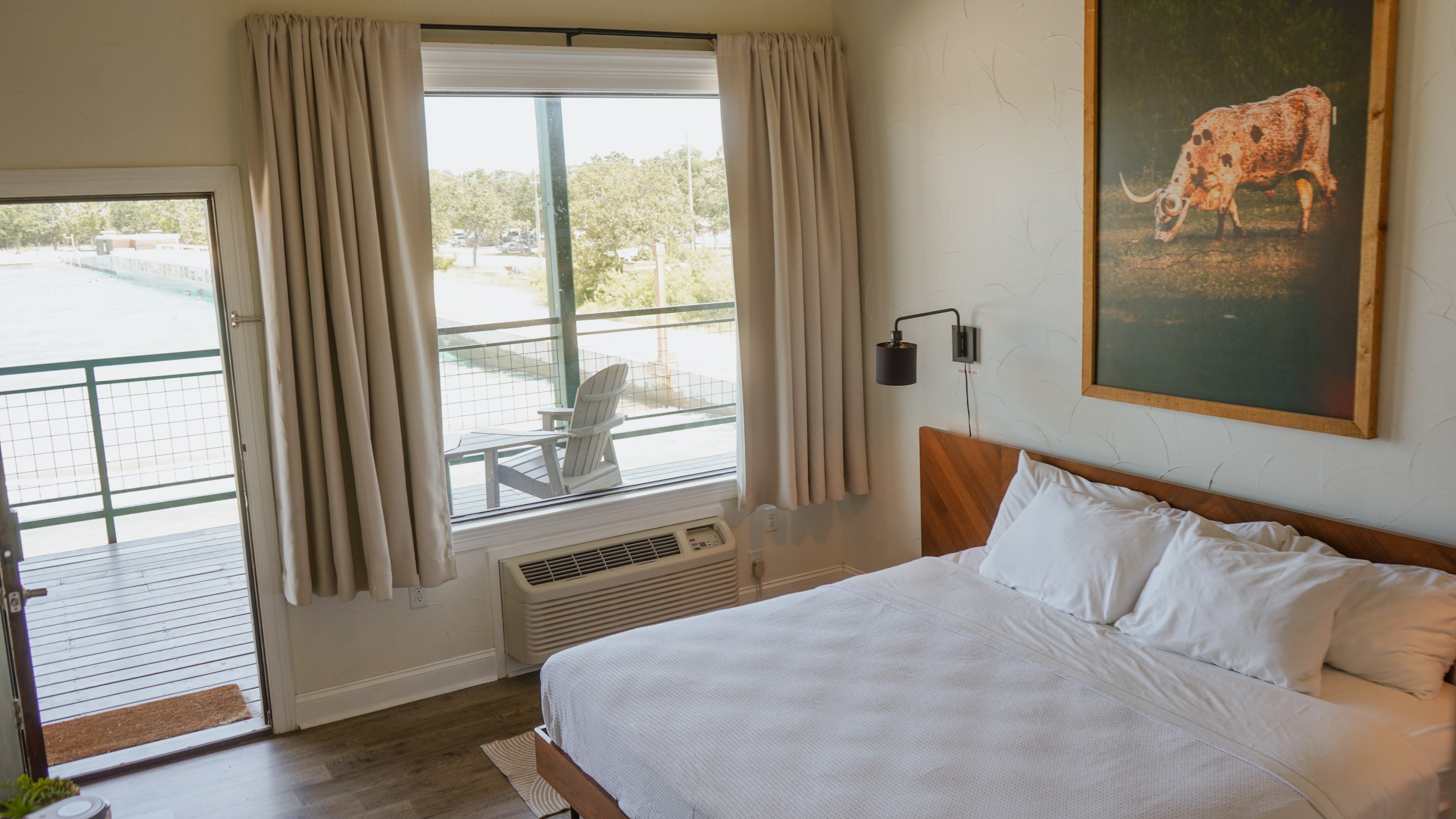 View from a Waco Surf Hotel Wave Room, a lodging option at Waco Surf