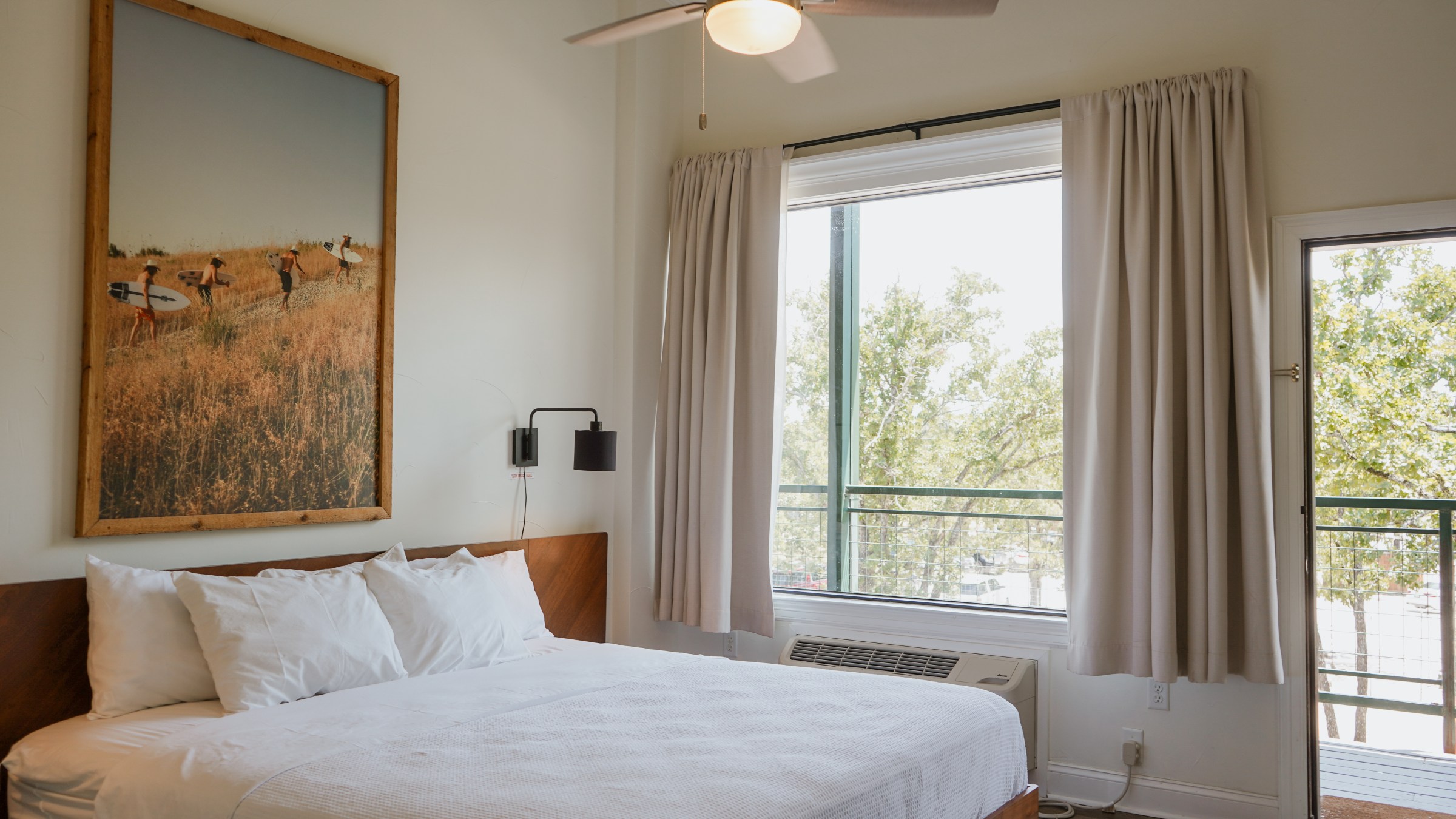 View from a Waco Surf Hotel garden view wave room, a lodging option at Waco Surf