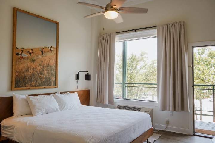 View from a Waco Surf Hotel garden view wave room, a lodging option at Waco Surf