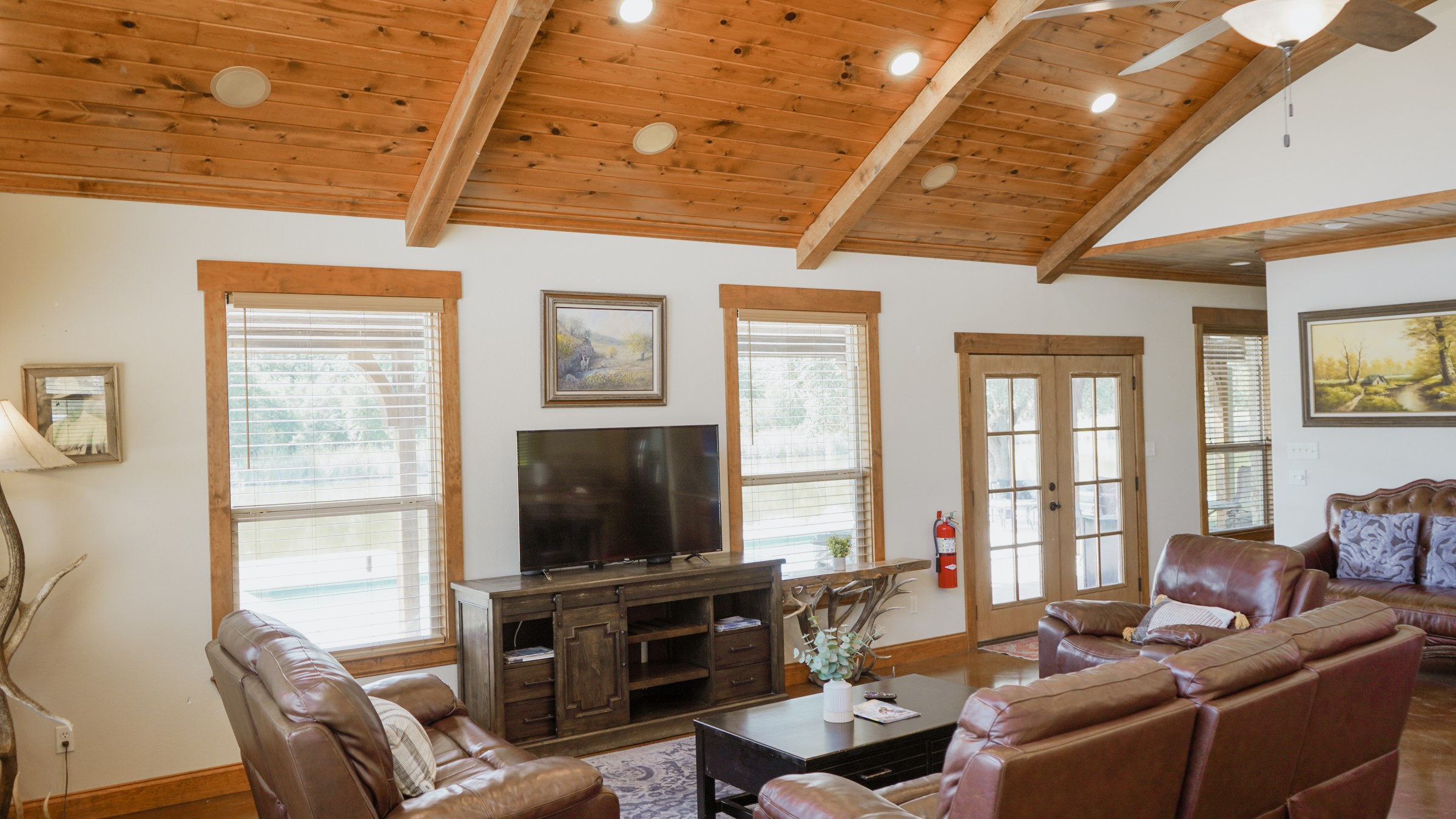 The Lakehouse living room, a lodging option at Waco Surf