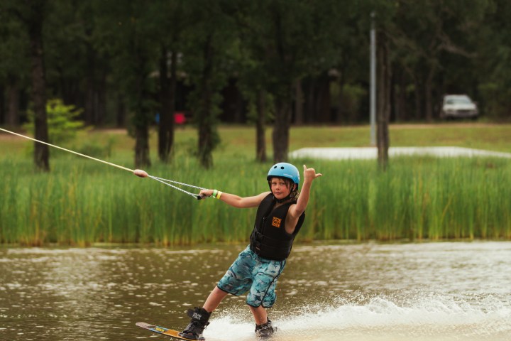 Beginner Learner Wakeboarder at Cable Park Waco Surf